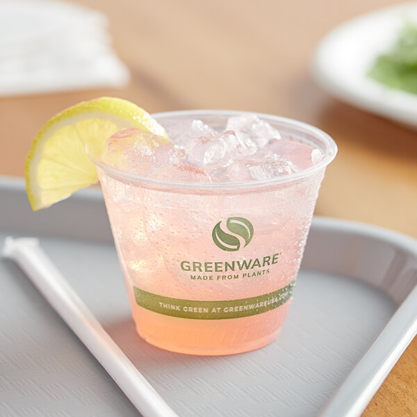 FabriKal GC9 Greenware 9 oz. Compostable Printed Plastic Cold Cup