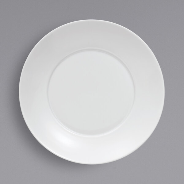 A white Oneida Perimeter porcelain pasta bowl with a wide rim.