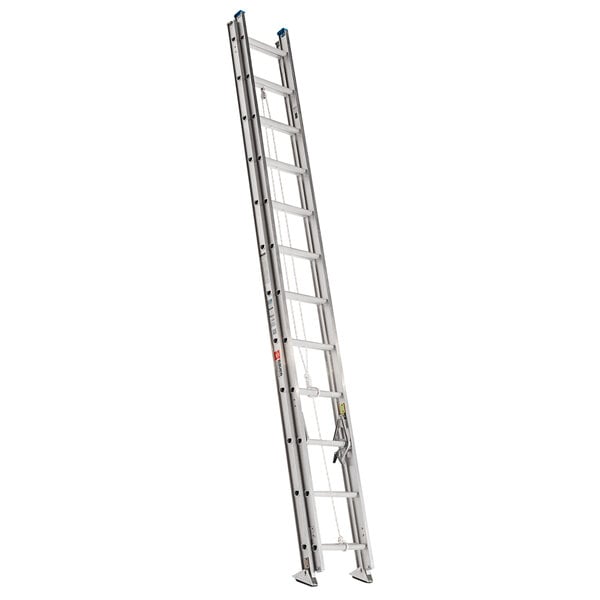 A Bauer aluminum extension ladder with a white background.