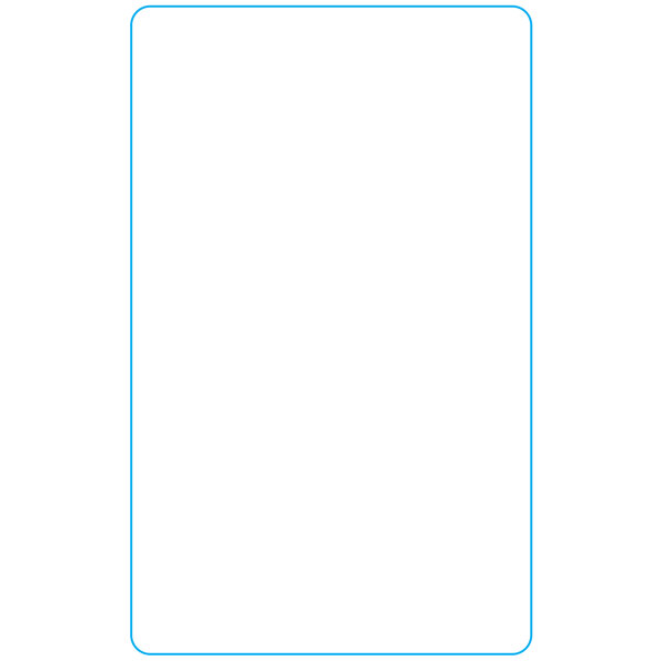 A white rectangular label roll with blue lines.