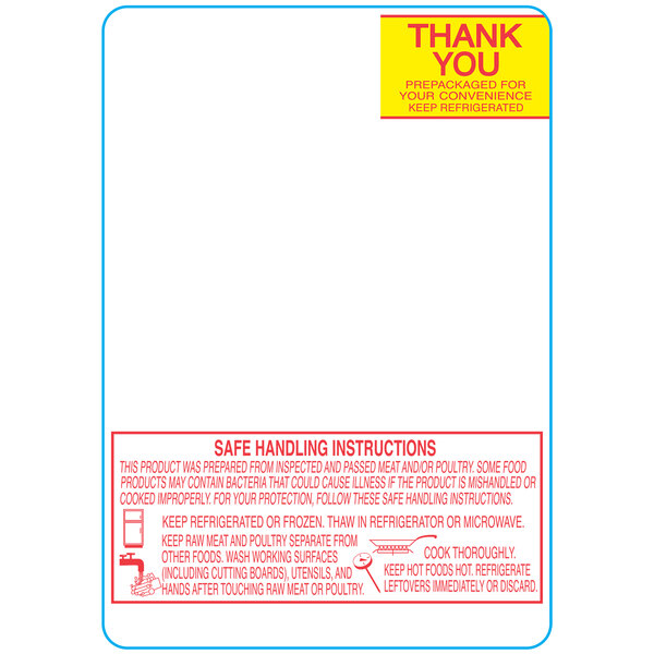 A white rectangular label with red text that reads "Safe Handling"