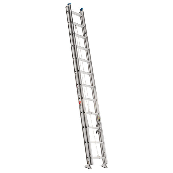 A Bauer aluminum extension ladder with a white background.