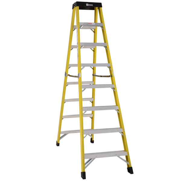 Bauer Corporation 35208 352 Series Type 1AA 8' Safety Yellow Fiberglass Two-Way Step Ladder - 375 lb. Capacity