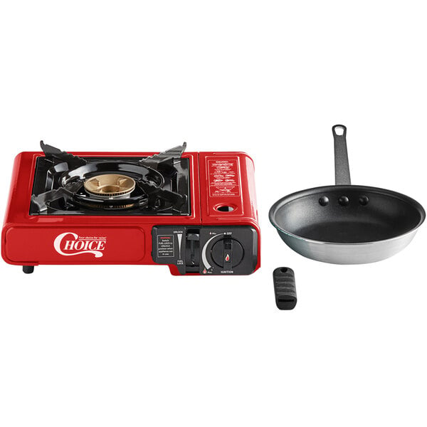 Choice Portable 3-Piece Cooking Kit with 1-Burner High Performance Butane  Range / Portable Stove, Brass Burner, & Pan - 8,000 BTU