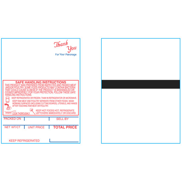 Hobart 1801-S/H 2 1/4" x 3" White Pre-Printed Equivalent Scale Label Roll - 16/Case