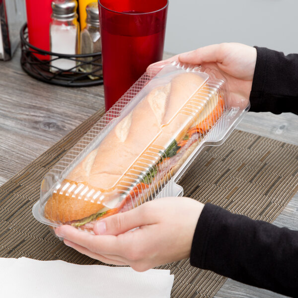 Durable Packaging PXT-350 Duralock 12" x 5" x 3" Clear Hinged Lid Plastic Container - 250/Case