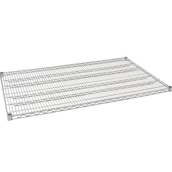 A close-up of a Eagle Group stainless steel wire shelf with wire mesh on top.