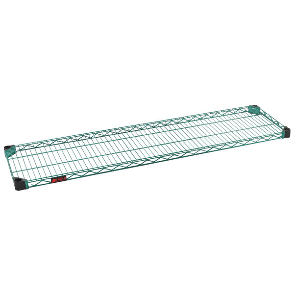 A green Eagle Group wire shelf with black zinc and epoxy coating.