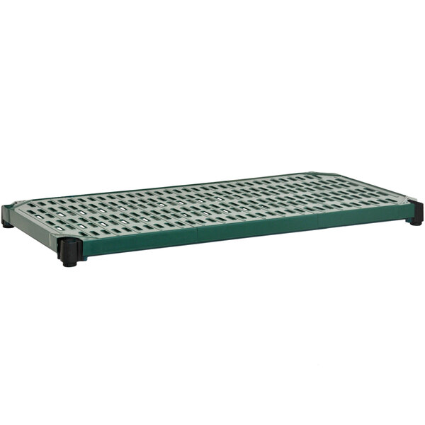 An Eagle Group green epoxy shelf with louvered polymer mat.