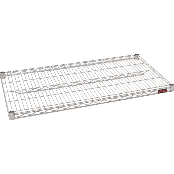 An Eagle Group stainless steel wire shelf with metal frame.