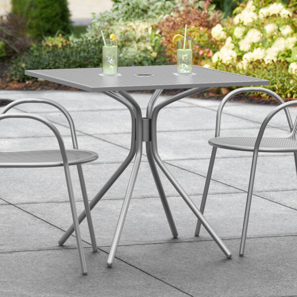 Lancaster Table & Seating Harbor Gray 30" Square Outdoor Standard Height Table with Modern Legs