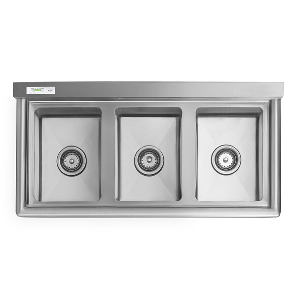 A Regency stainless steel three compartment sink.