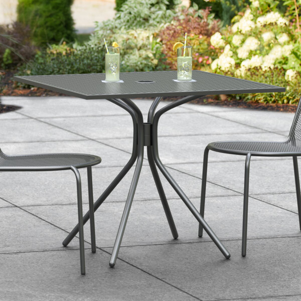 Lancaster Table & Seating Harbor Black 36" Square Outdoor Standard Height Table with Modern Legs