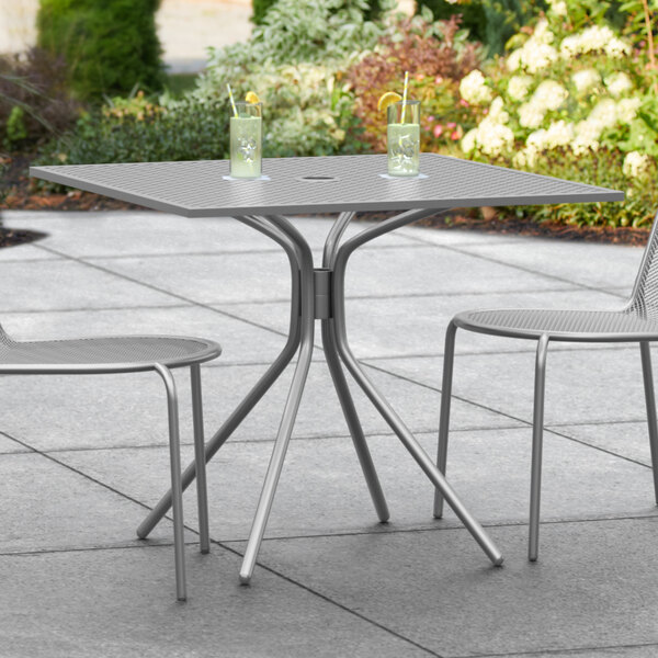 Lancaster Table & Seating Harbor Gray 36" Square Outdoor Standard Height Table with Modern Legs