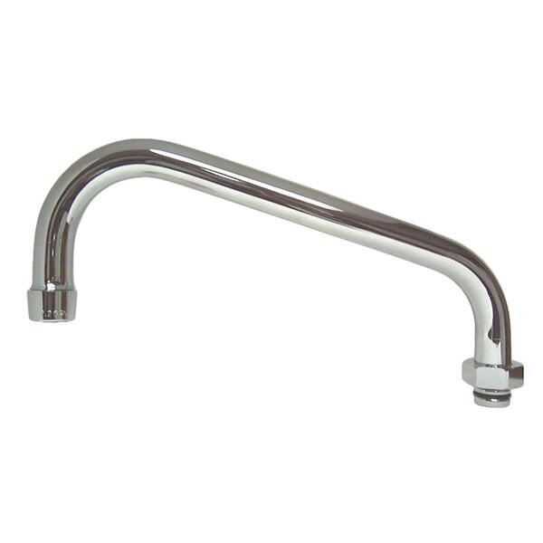 A silver metal Fisher swing spout with a long handle.