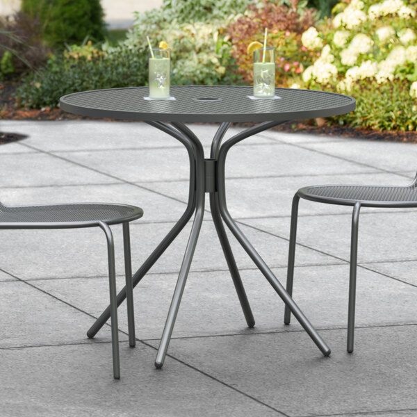 tackle at ringe pilfer Lancaster Table & Seating Harbor Black 36" Round Outdoor Standard Height  Table with Modern Legs