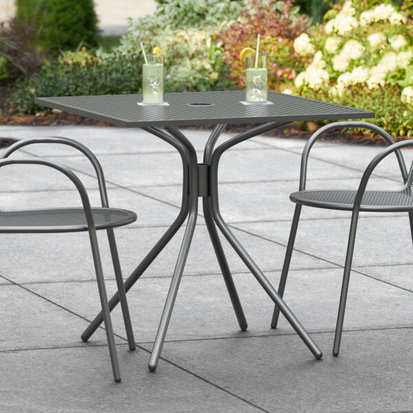 Lancaster Table & Seating Harbor Black 30" Square Outdoor Standard Height Table with Modern Legs