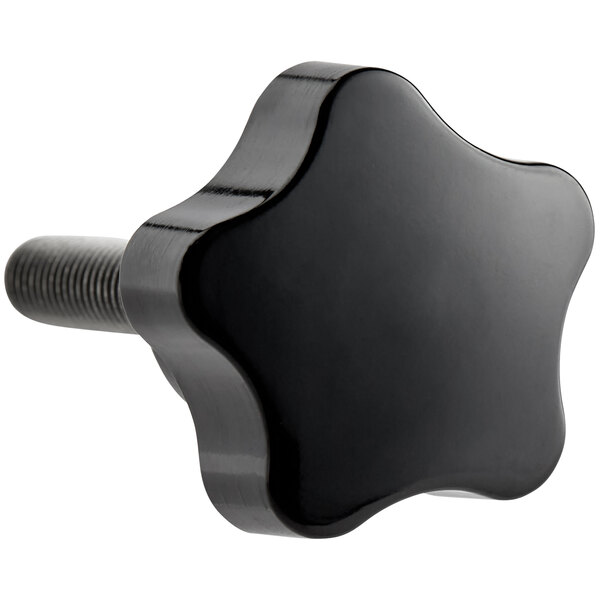 A black star-shaped handle with a screw on a metal rod.