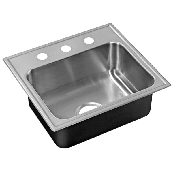 Just Manufacturing SL-ADA-2017-A-355DCR 1 Compartment Stainless Steel ADA Drop-In Sink Bowl with Rear Center Drain - 14" x 14" x 5 1/2"
