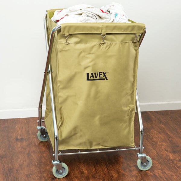 Lavex Commercial Laundry Cart/Trash Cart, 10 Bushel Folding Metal Frame and Canvas Bag