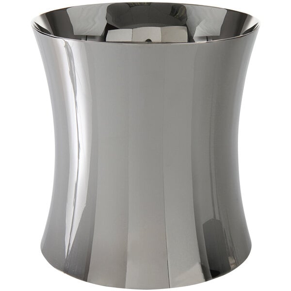 A silver cylinder shaped Fortessa stainless steel wine cooler.