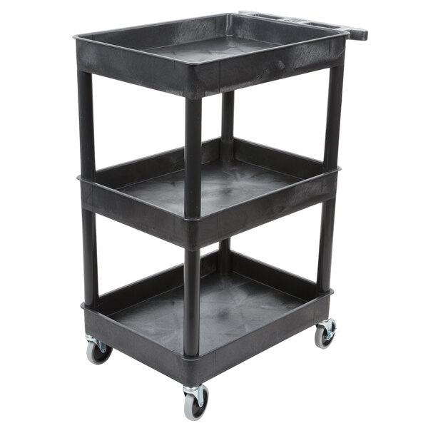 Luxor STC111B Black 3 Tub Utility Cart 18" x 24" x 38 1/2"