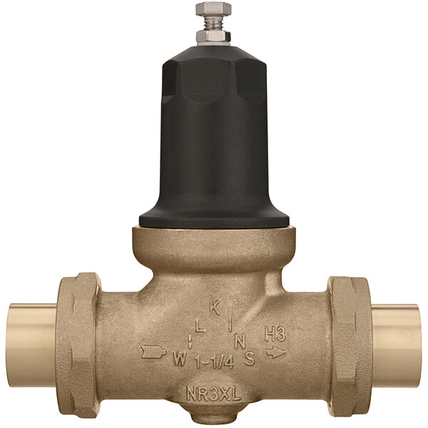 Zurn 114-NR3XLDUC 1 1/4" Double Union Copper Sweat Connection Water Pressure Reducing Valve with Integral By-Pass Check Valve and Strainer