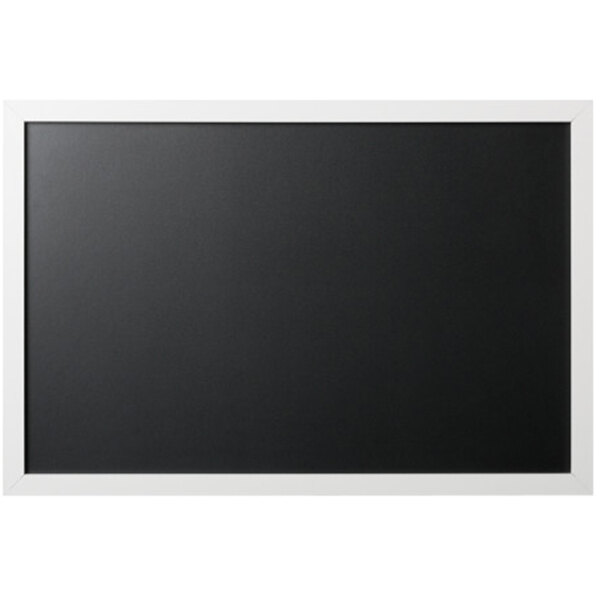 A black rectangular chalk board with a white frame.