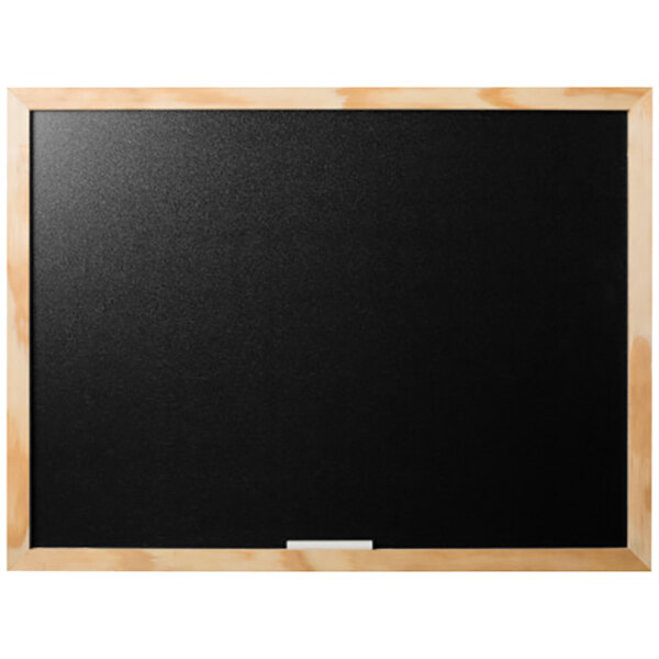 A MasterVision black chalk board with a wooden frame.