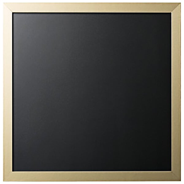 A black board with a gold frame.