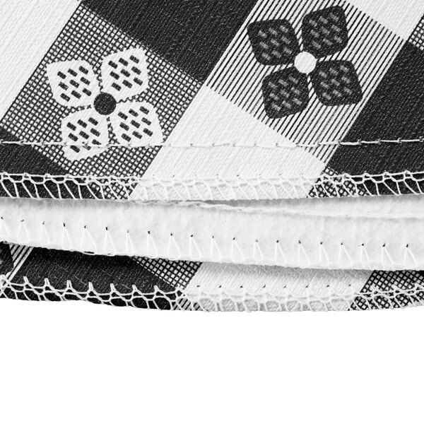 Intedge 90" Round Black Gingham Vinyl Table Cover with Flannel Back
