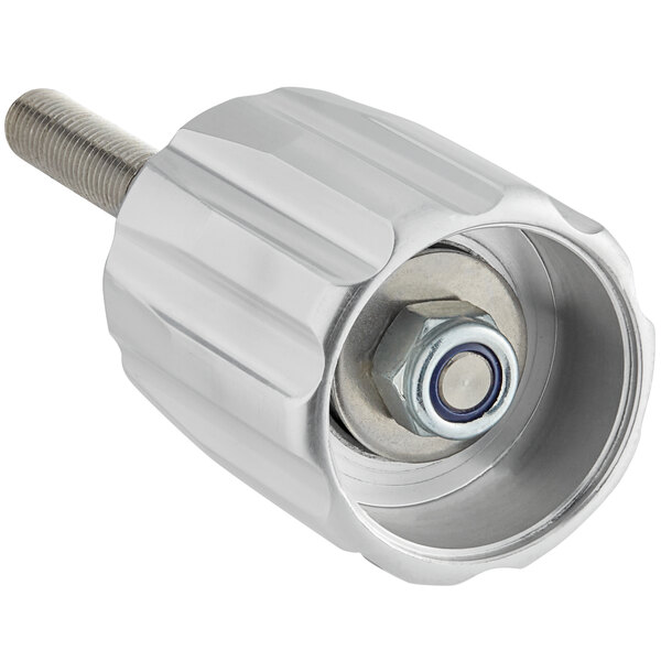 A silver metal Avantco Tension Knob Assembly with a nut on the end.