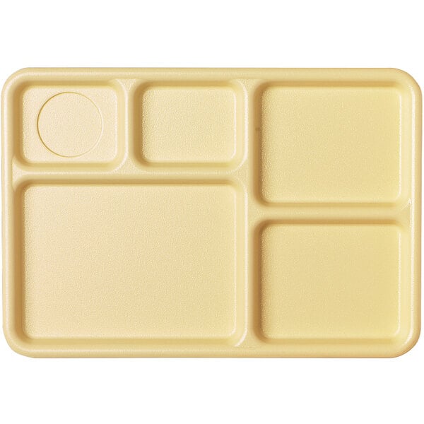 Cambro 10145CW133 Camwear 10" x 14 1/2" Beige 5 Compartment Serving Tray - 24/Case