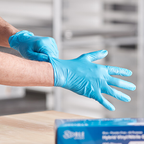 Noble NexGen 3 Mil Thick Blue Hybrid Powder-Free Gloves - Large