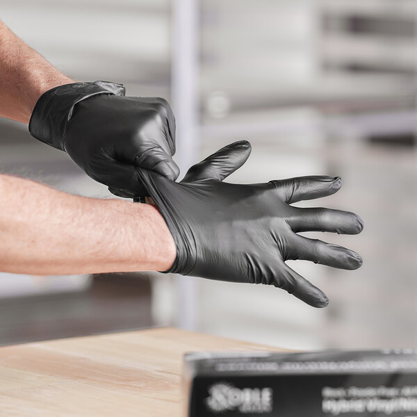Noble NexGen 3 Mil Thick Black Hybrid Powder-Free Gloves - Large