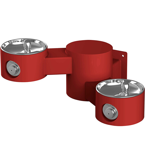 Elkay LK4406RED Red BiLevel NonFiltered Outdoor Wall Mount Drinking