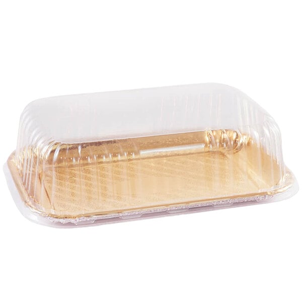 A Novacart plastic pastry tray with a clear lid.