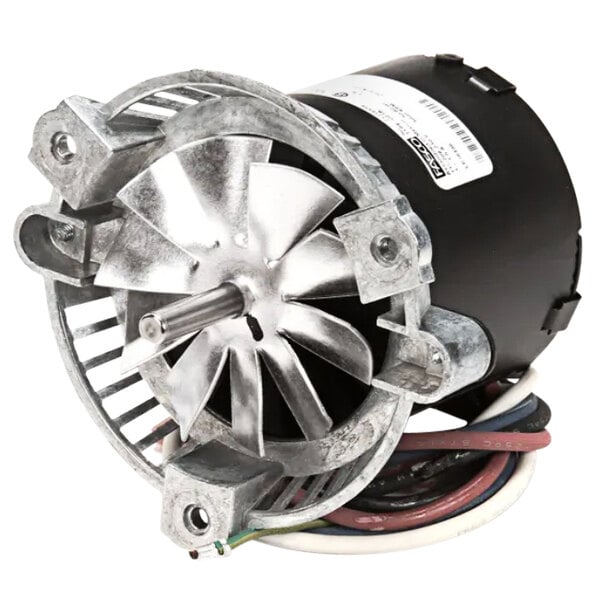 A Crimsco blower motor with a metal fan.