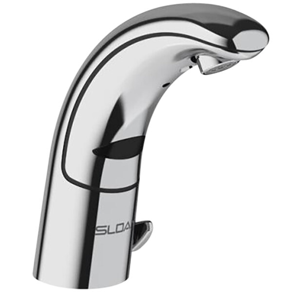 A Sloan chrome faucet with a side mixer and spout.