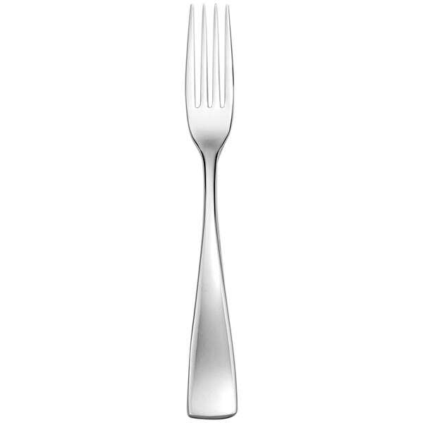 A close-up of a Sant'Andrea Reflections stainless steel table fork with a silver handle.
