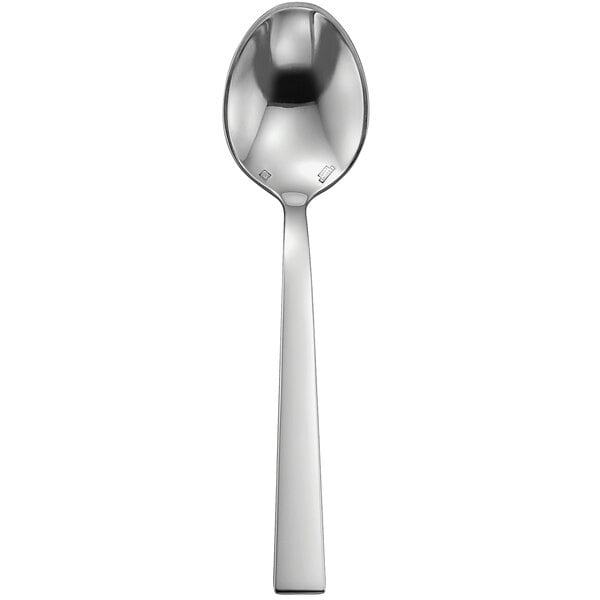 A Sant'Andrea Elevation bouillon spoon with a silver handle.