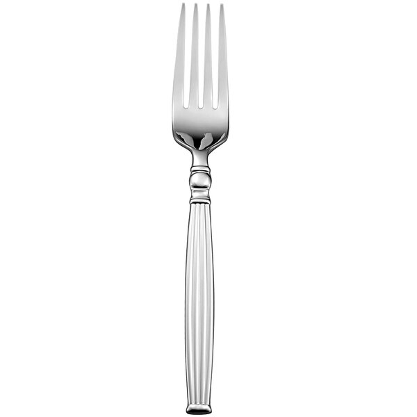 A close-up of a Sant'Andrea Colosseum stainless steel table fork with a silver handle.