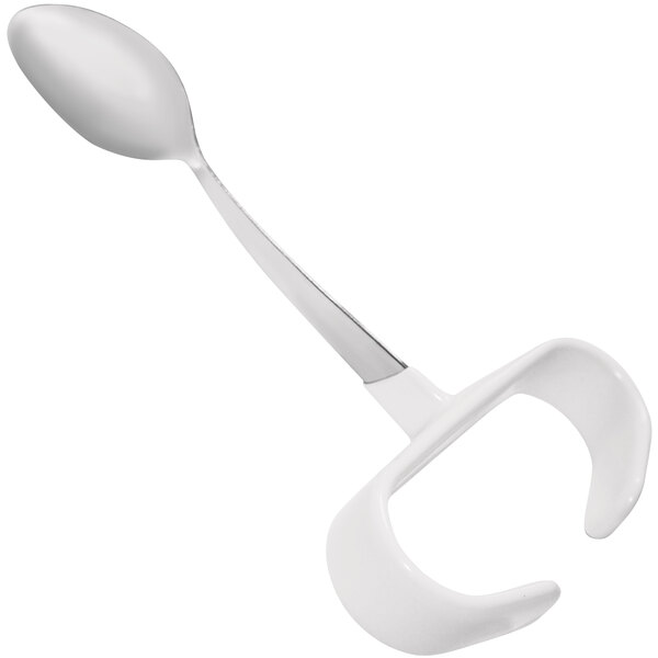 A Richardson Products Inc. Vertical Handle 7" Adaptive Teaspoon with a white handle.
