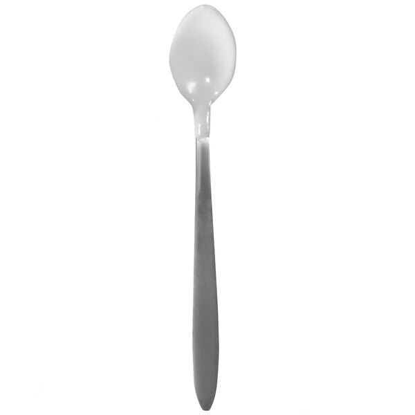 A Richardson Products Inc. Plastisol coated adaptive teaspoon with a silver handle on a white background.
