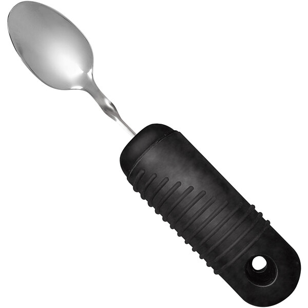A Richardson Products Inc. Able Grip adaptive teaspoon with a black handle.