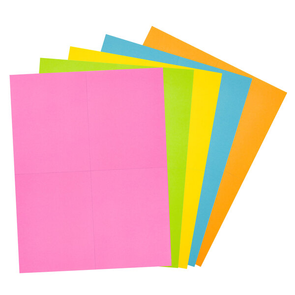 Avery® AstroBrights 35704 4 1/4" x 5 1/2" Postcards, Assorted Colors - 100/Pack