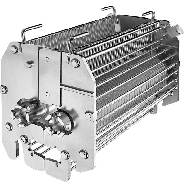 A Bizerba stainless steel liftout strip cutter set with many metal rods.