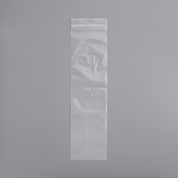 A clear plastic bag with a seal at the top.