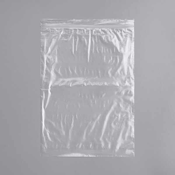 A clear plastic Clear Line plastic food bag with a zipper.