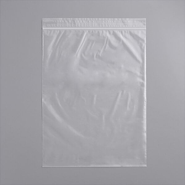 A clear plastic bag with a white border.